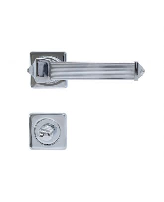 Deluxe Bathroom Door Handle PEGASO With Square Rosette, Chrome