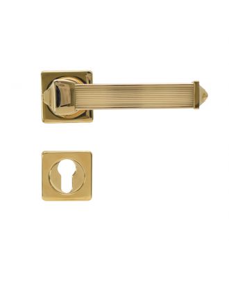 Deluxe Door Handle PEGASO With Square Rosette, Polished Brass