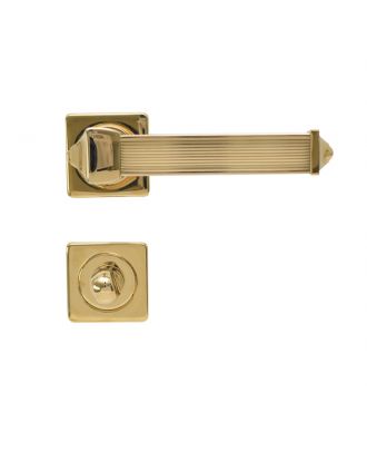 Deluxe Bathroom Door Handle PEGASO With Square Rosette, Polished Brass