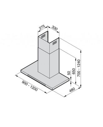 Mirage 90 Inox Wall Hood 90 Cm - Engine 754 M3 / H - Stainless Steel