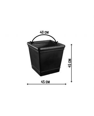 Outdoor Square Vase 45 CM, Black