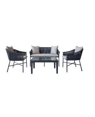 Curvy Sofa Set- Black