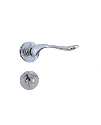 Onda - Bathroom Door Handle With Round Rosettes, Bright Chrome