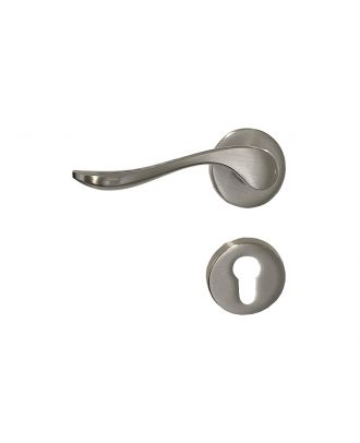Onda - Door Handle With Round Rosettes, Satin Nickle