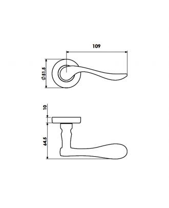 Onda - Bathroom Door Handle With Round Rosettes, Satin Nickle