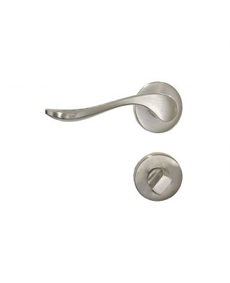 Onda - Bathroom Door Handle With Round Rosettes, Satin Nickle