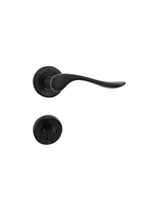 Onda Bathroom Door Handle With Round Rosettes Black