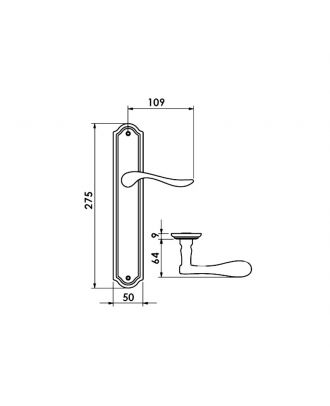 ONDA Door Handle with Plate, Bright Chrome