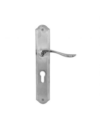 ONDA Door Handle with Plate, Bright Chrome