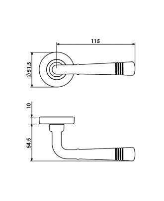 Bathroom Door Handle with Round Rosettes, Rustic Gold