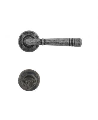 CONTE Bathroom Door Handle with Round Rosettes, Rustic Nickel