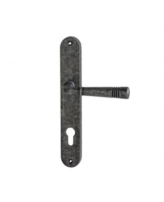 CONTE door handle with rund modern backplate, Rustic Nickel