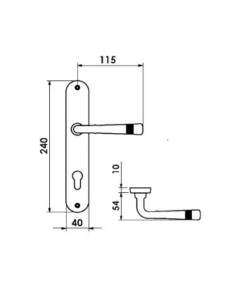 Conte - Door Handle With Plate, Rustic Gold