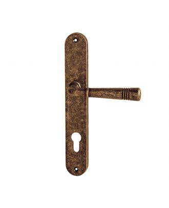 Conte - Door Handle With Plate, Rustic Gold