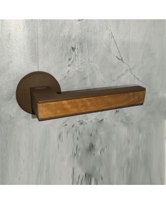 SICURO - Amr Helmy door handle with round rosette, Brown matt