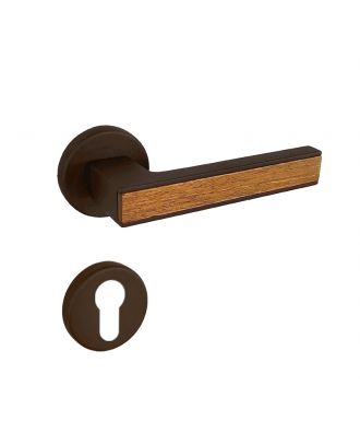 SICURO - Amr Helmy door handle with round rosette, Brown matt