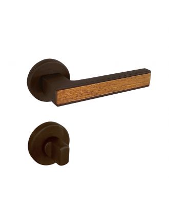 SICURO - Amr Helmy bathroom door handle with round rosette, Brown matt