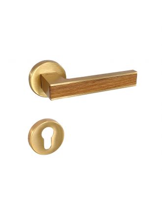 SICURO - Amr Helmy door handle with round rosette, Satin Gold