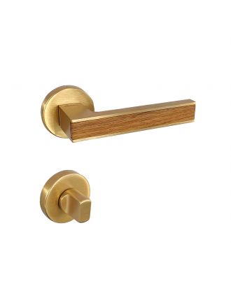 SICURO - Amr Helmy bathroom door handle with round rosette, Satin Gold