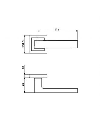 York - Bathroom Door Handle With Square Rosettes, Rose Gold