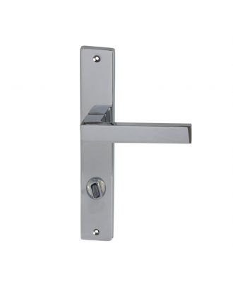 York - Bathroom Door Handles with Plate, Bright chrome