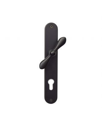 Fiocca - Flat Door Handle with Round modern Plate, Black