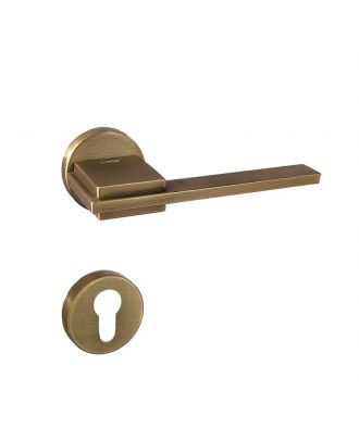 SICURO - SPACE door handle with round rosette, Antique Bronze