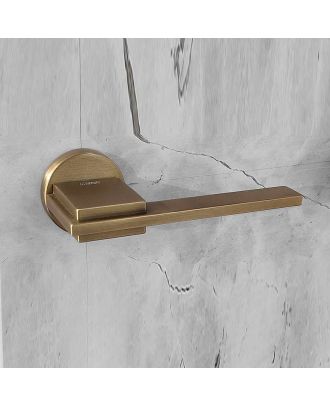 SICURO - SPACE bathroom door handle with round rosette, Antique Bronze