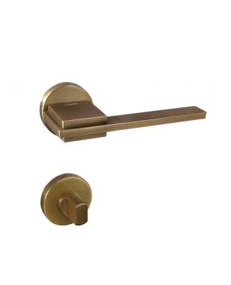 SICURO - SPACE bathroom door handle with round rosette, Antique Bronze