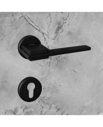 SICURO - SPACE door handle with round rosette, Black