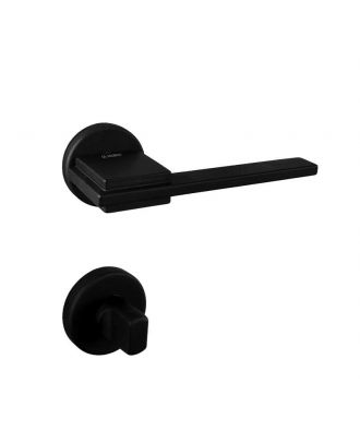 SICURO - SPACE bathroom door handle with round rosette, Black