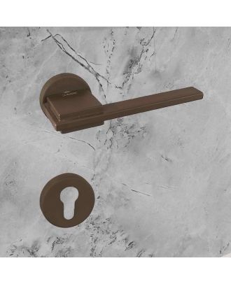 SICURO - SPACE door handle with round rosette, Brown matt