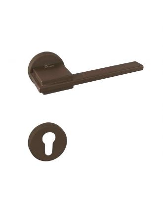 SICURO - SPACE door handle with round rosette, Brown matt