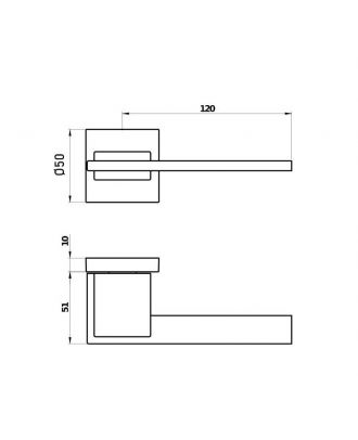 SICURO - SPACE door handle with round rosette, Satin Gold