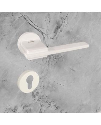 SICURO - SPACE door handle with round rosette, Off-white
