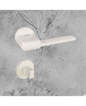 SICURO - SPACE bathroom door handle with round rosette, Off-white