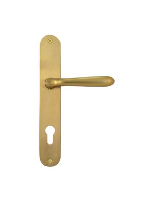 Belle Door Handle With Long Plate, Satin Gold