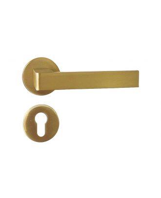 SHELBY door handle with round rosettes, Gold matt