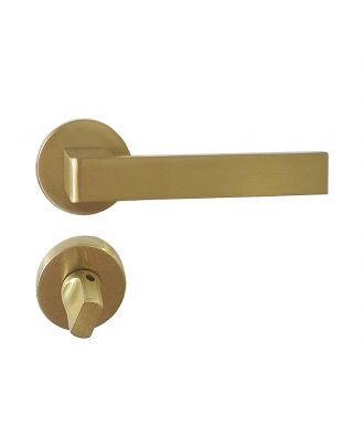 SHELBY bathroom door handle with round rosettes, Gold matt