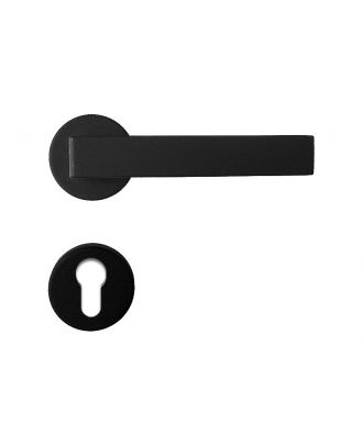 SHELBY door handle with round rosettes, Black