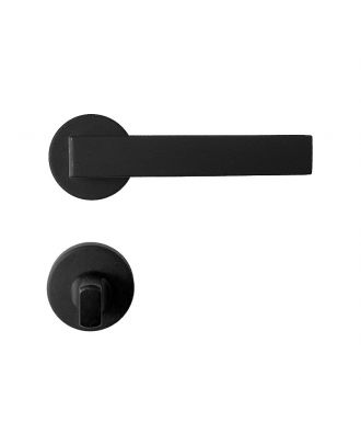 SHELBY bathroom door handle with round rosettes, Black