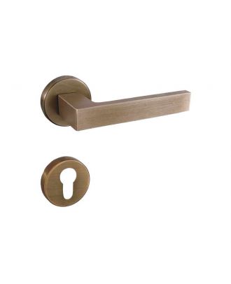 SICURO - Shelby door handle with round rosette, Antique Bronze