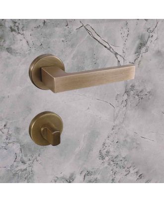 SICURO - Shelby bathroom door handle with round rosette, Antique Bronze