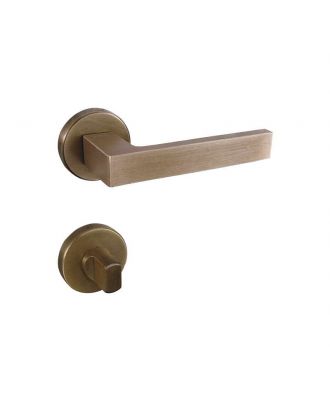 SICURO - Shelby bathroom door handle with round rosette, Antique Bronze