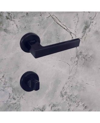 SICURO - Shelby bathroom door handle with round rosette, Graphite