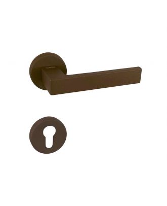SICURO - Shelby door handle with round rosette, Brown matt
