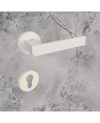 SICURO - Shelby door handle with round rosette, Off-white