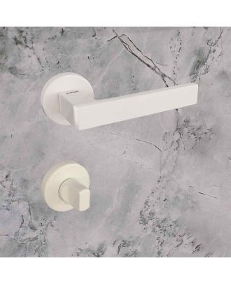 SICURO - Shelby bathroom door handle with round rosette, Off-white