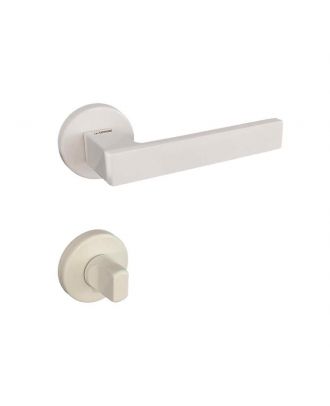 SICURO - Shelby bathroom door handle with round rosette, Off-white