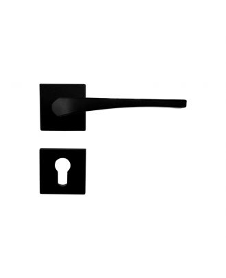 Sery Door Handles With Square Rosettes, Black